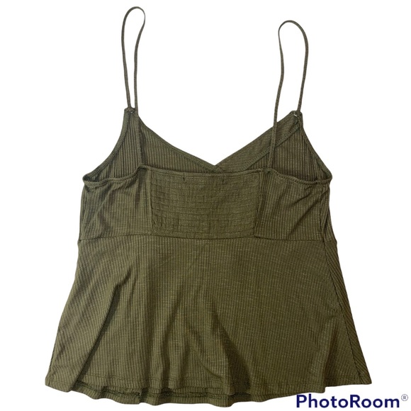 Honey & Sparkle Olive Green Button Front Cami Tank Top L - Picture 2 of 6